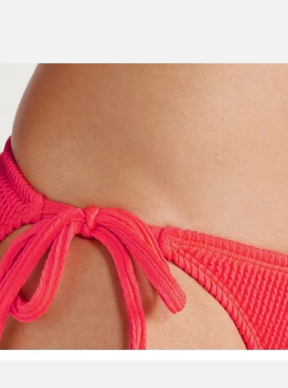 Glow Orange Popcorn Swim Side Ties BOTTOM ONLY Junior Girls SIZE 7-9 NWT